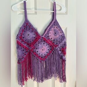 Boho handmade cotton halter top. Size is M/L.